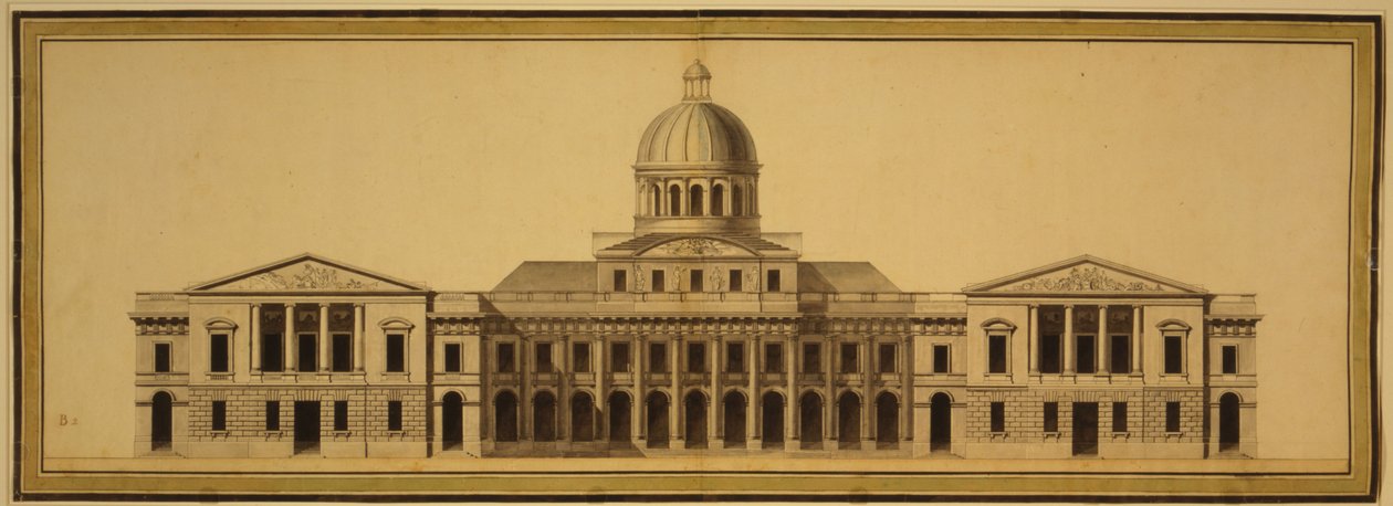 Az Egyesült Államok Capitoliumának terve, 1793 (tus, vízfesték és akvarell, papír) alkotó: Etienne Sulpice Hallet