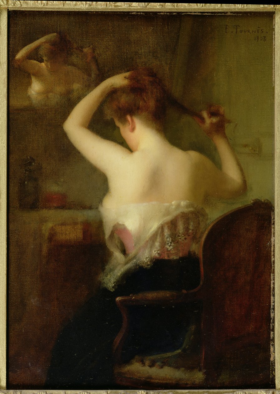 Haját rendező nő, 1903 alkotó: Etienne Tournes