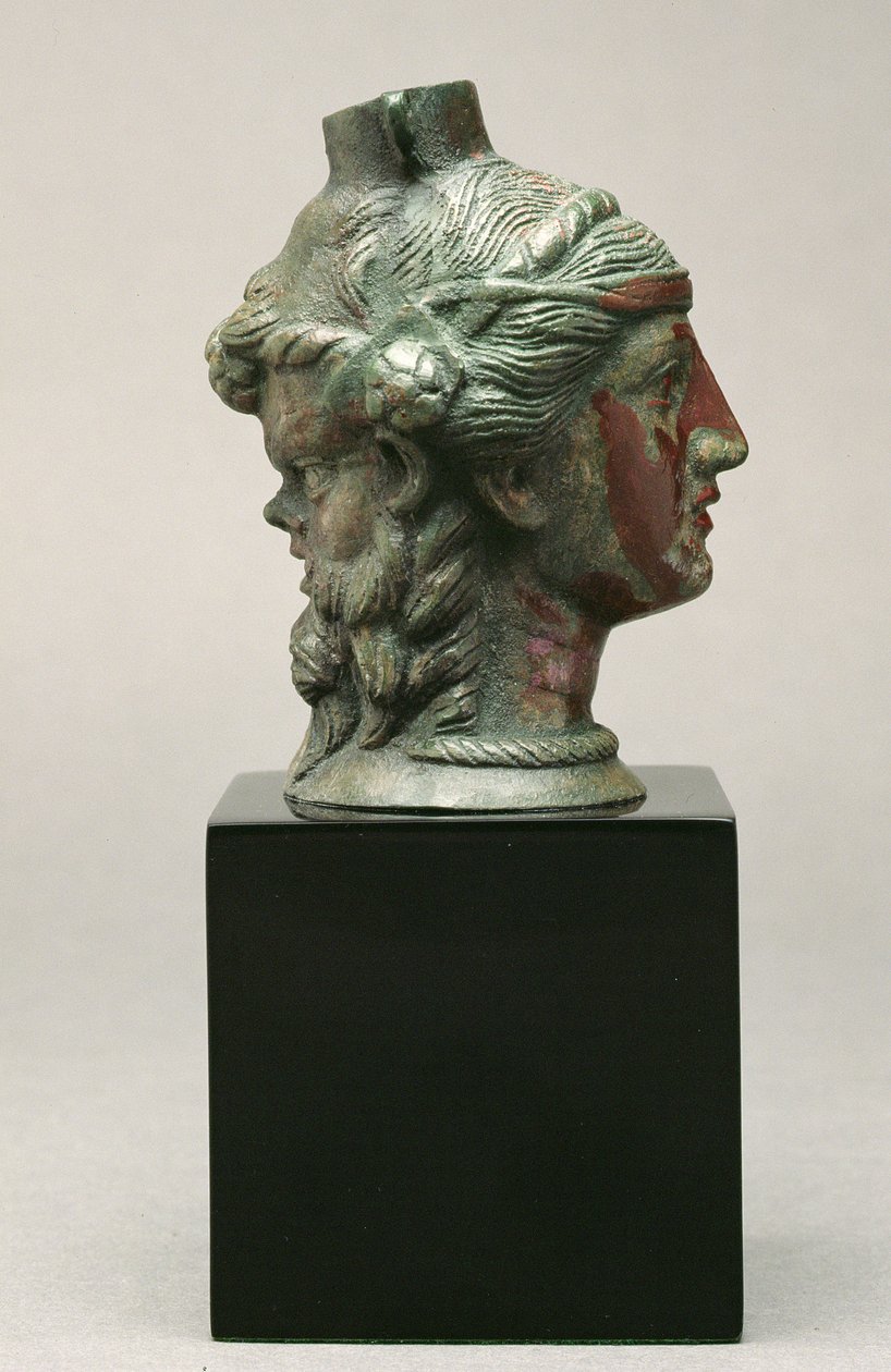 Bronz balzsamarium szatír és maenád formájában, etruszk, Kr.e. 3. század (bronz) alkotó: Etruscan