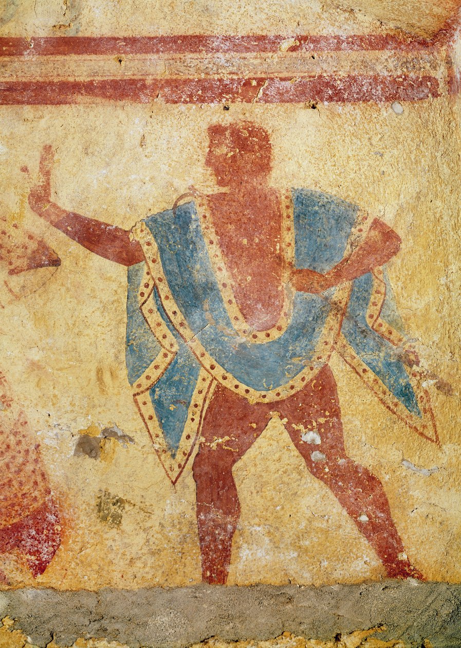 Zöld tunikás táncos, Giustiniani sírjából, Kr.e. 5. század közepén (falfestmény) alkotó: Etruscan