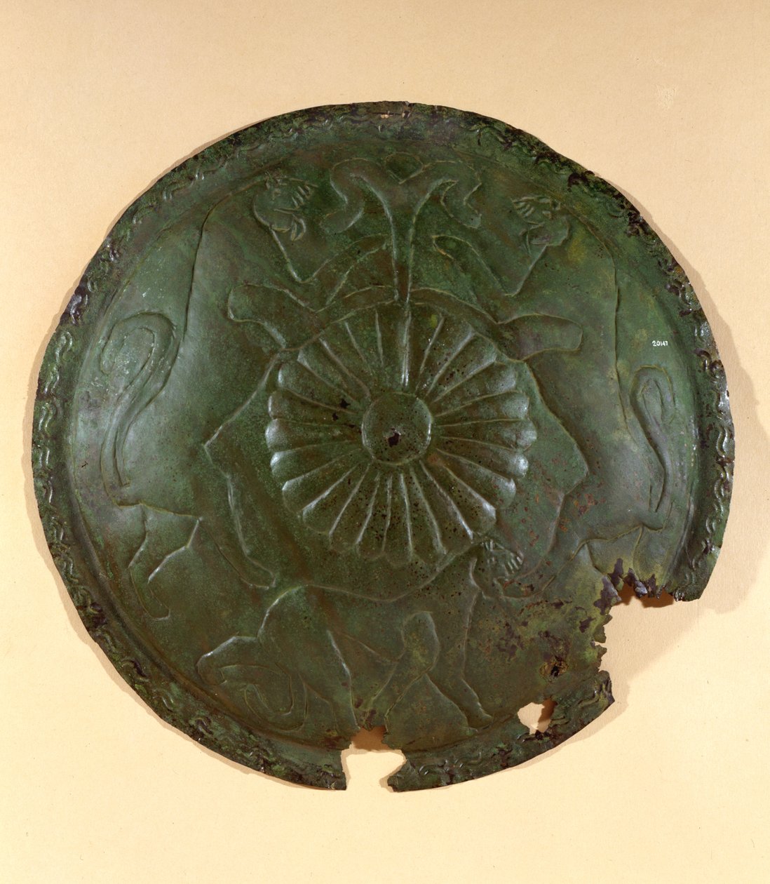 Lemez dombornyomott díszítéssel, Cerveteri, Olaszország (bronz) alkotó: Etruscan