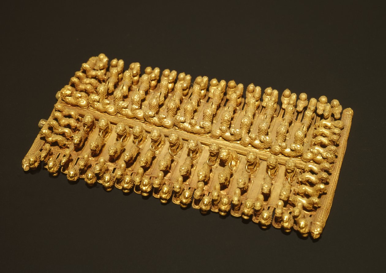 Mellkasi fibula állatfigurákkal a Barberini sírból, Palestrina, Olaszország, Kr.e. 625-600 (arany) alkotó: Etruscan