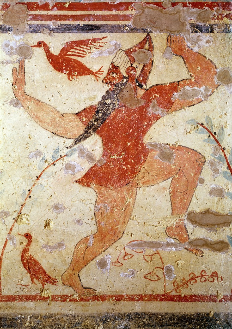 Pherzu tánc, az Augurok sírjából, ie 530-520 körül (falfestmény) alkotó: Etruscan