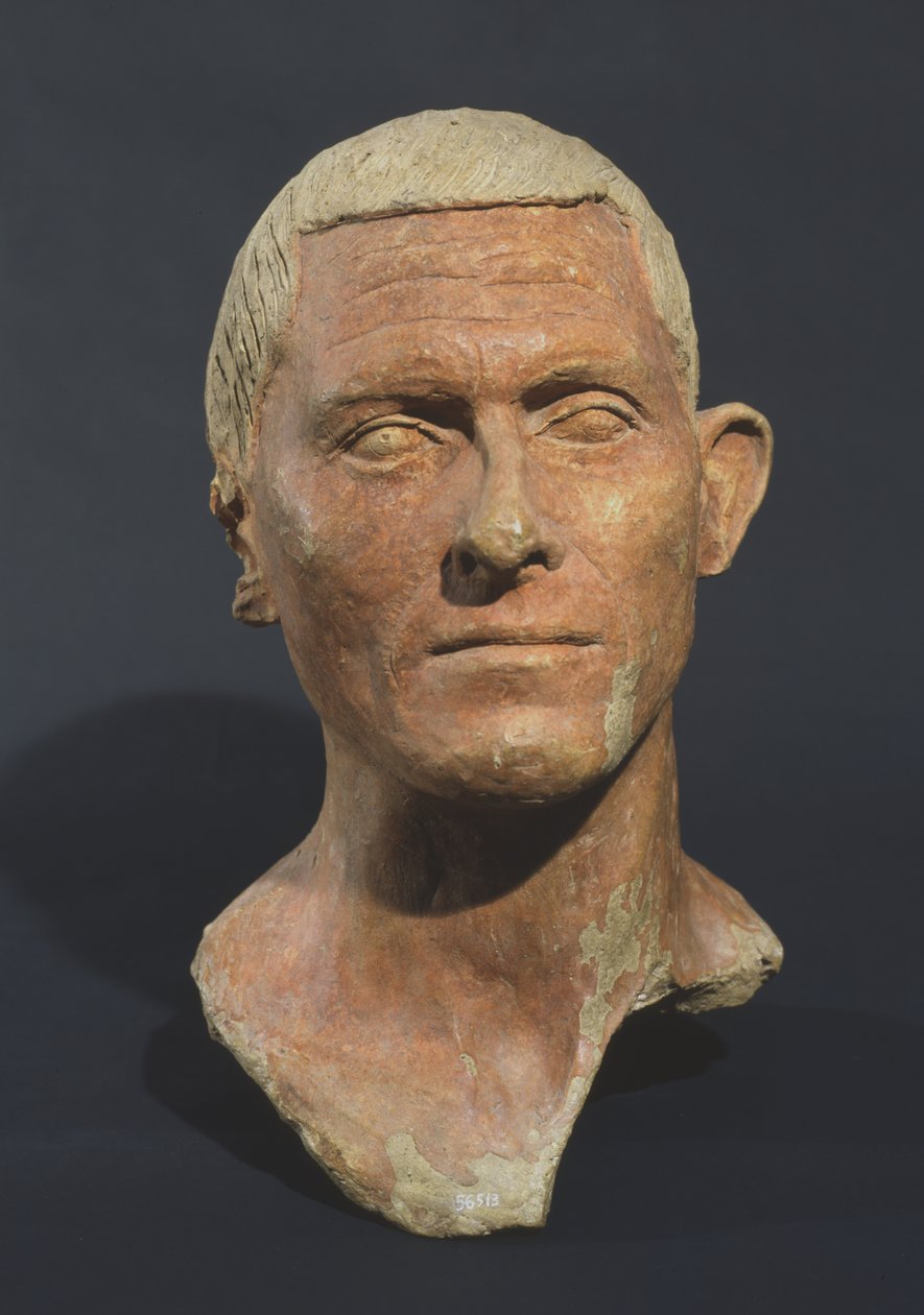Férfi portréja, Manganello, Caere, Olaszország (kerámia vörös pigmenttel) alkotó: Etruscan