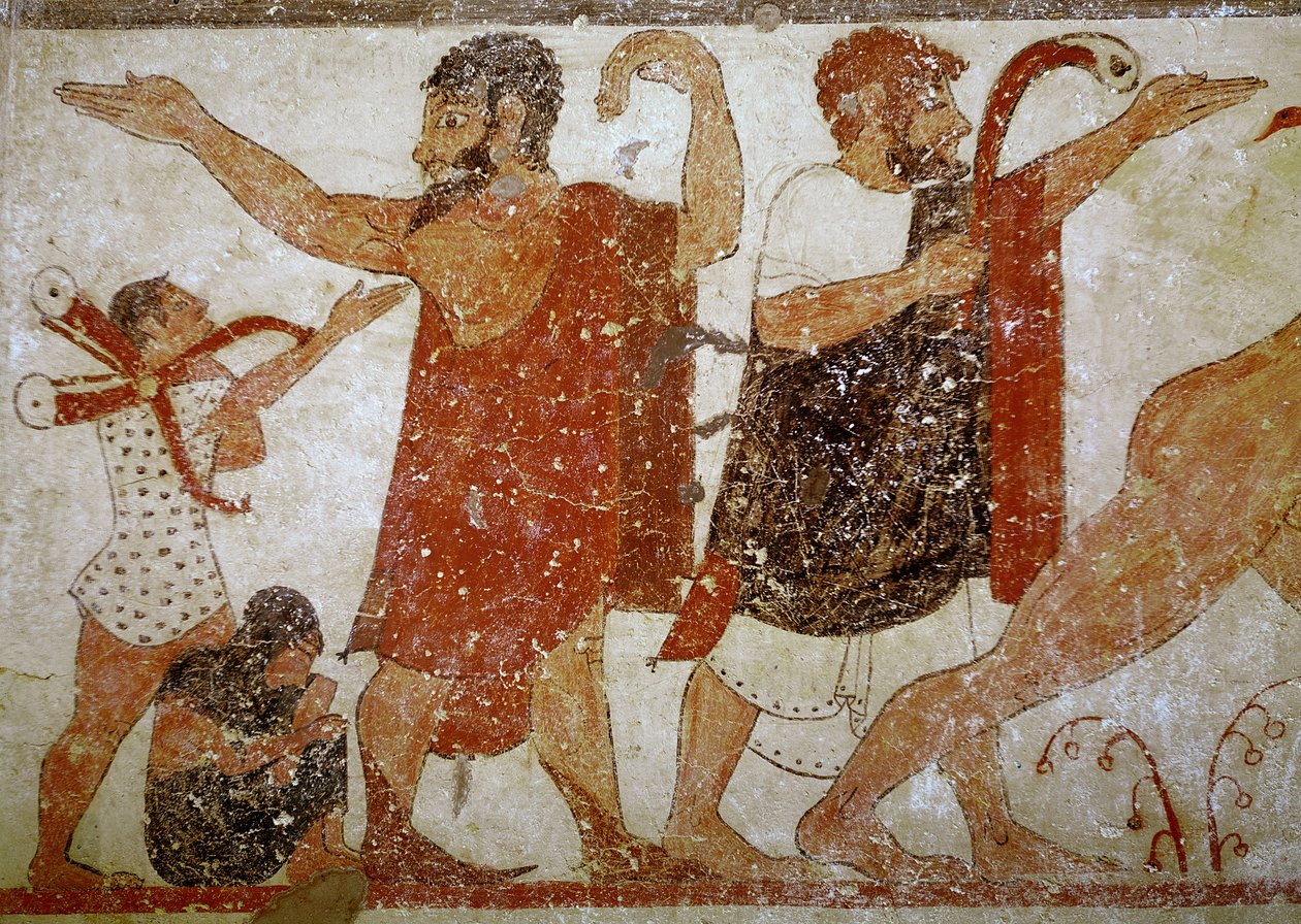 Két férfi az Augurok sírjából, ie 530-520 körül (falfestmény) alkotó: Etruscan