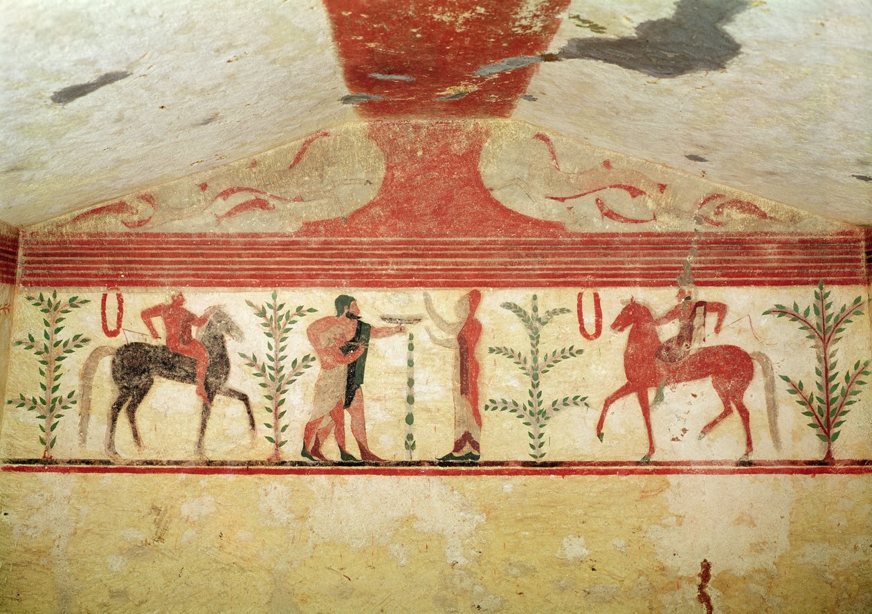 Kilátás a hátsó falra, a báró sírja, Kr.e. 500 körül (falfestmény) alkotó: Etruscan