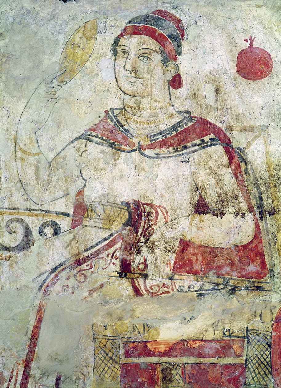 Nő a WC-nél, részlet egy temetési jelenetből, Samnite-korszak, Kr.e. 5-4. század (falfestmény) alkotó: Etruscan