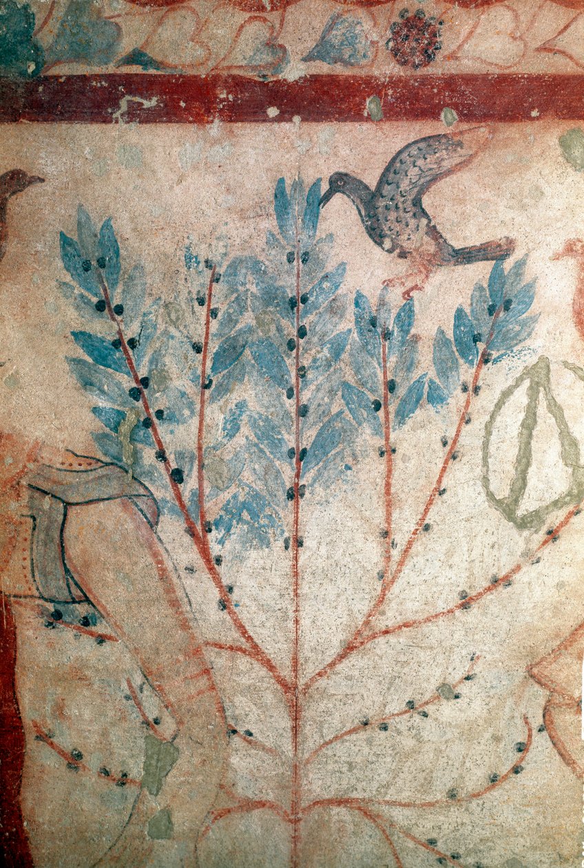 Egy madár ül egy kis fán (freskó, részlet, ie 530) alkotó: Etruscan