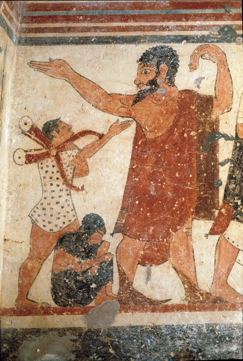 Egy karakter lehet a küzdelem játékvezetője. (A freskó részlete, ie 530) alkotó: Etruscan