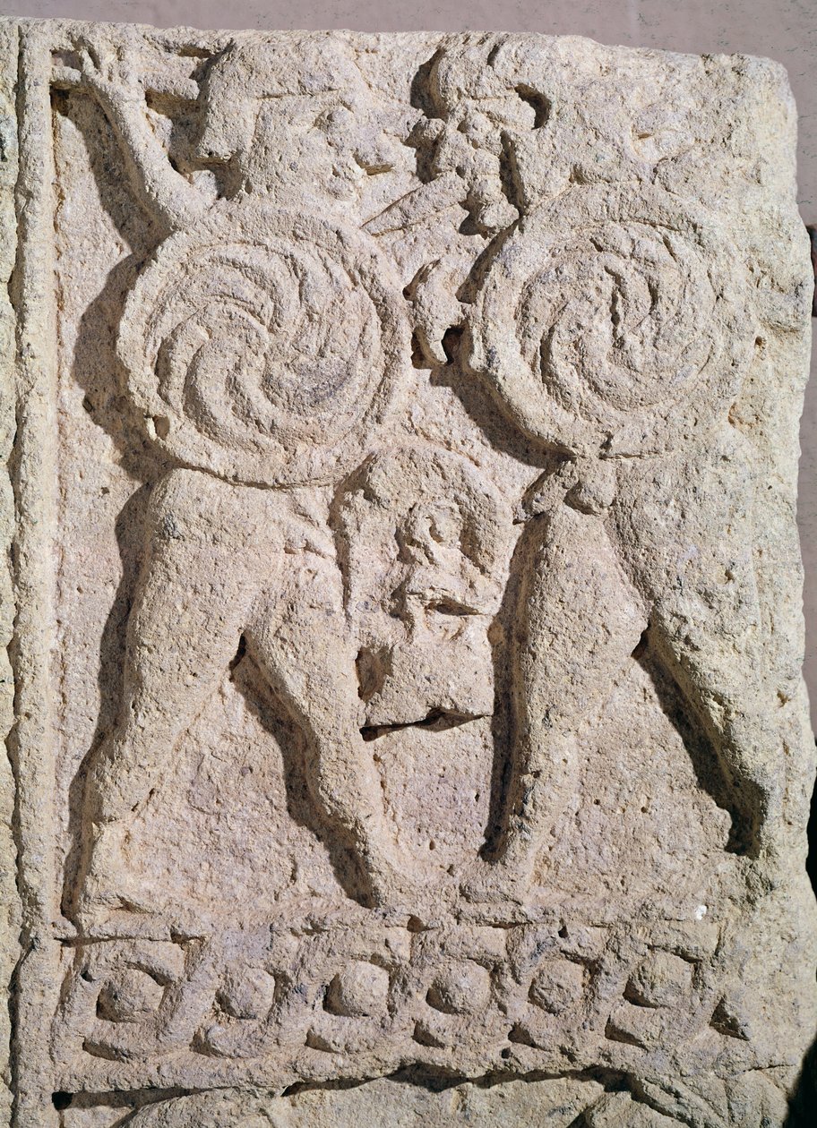 Egy sírkő részlete két harcos kővel alkotó: Etruscan