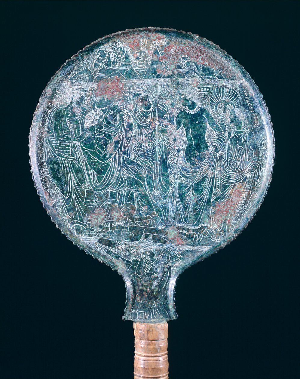 Vésett bronz tükör, Todiból (Umbria). Etruszk civilizáció, Kr. e. 4. század. alkotó: Etruscan