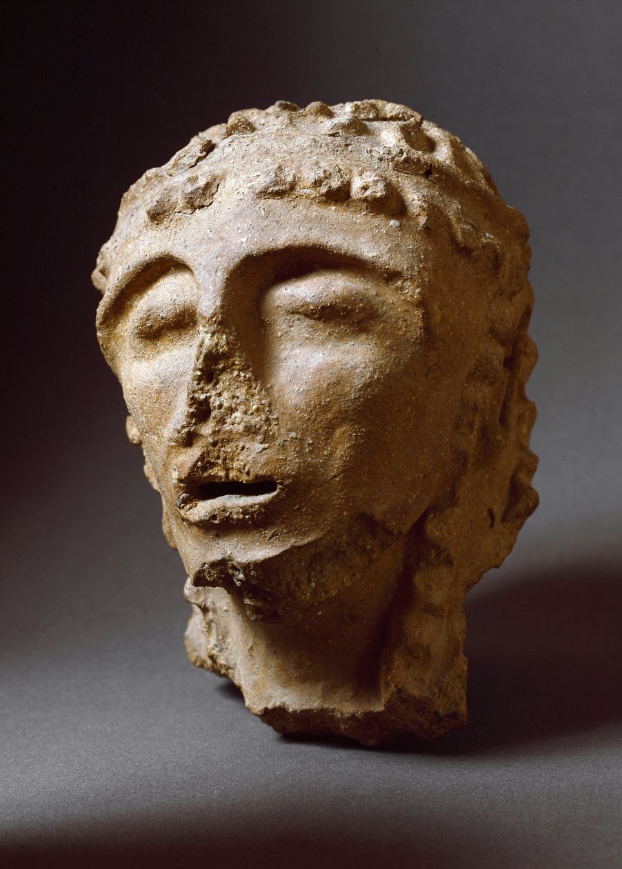 Etruszk civilizáció: terrakotta férfi fej. Kr.e. 550-530. A 2. Murlo-palotából. Depositi Soprintendenza Archeologica del 