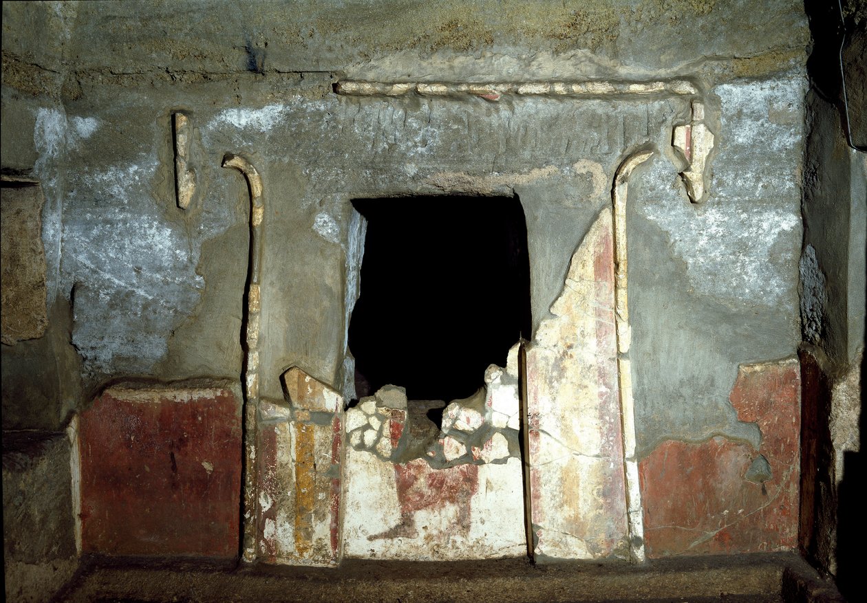 Etruszk civilizáció: Francois sírjának bejárata Ponte Rotto nekropoliszában, Kr. e. 4. század. Vulci, Olaszország alkotó: Etruscan