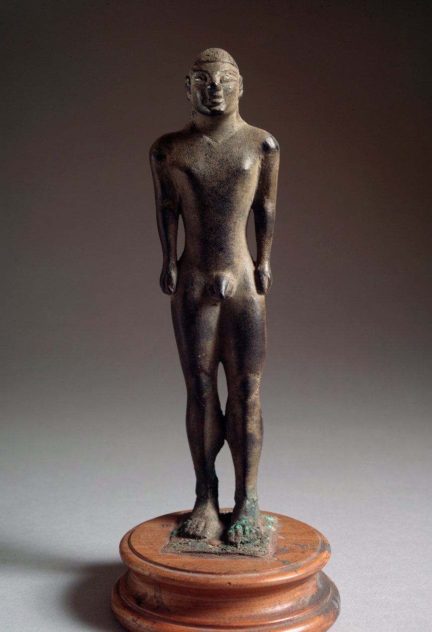 Etruszk civilizáció: "" kouros"" bronz szobor, Talamonéből, Olaszországból, Kr.e. 540-530. Mérete 21 cm alkotó: Etruscan