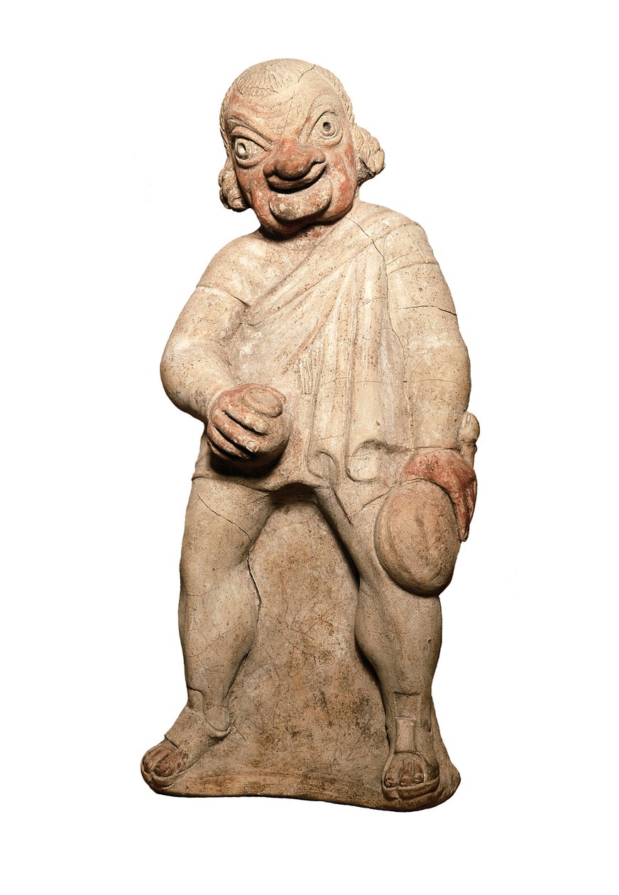 Etruszk civilizáció: egy komikus színész ábrázolása groteszk kifejezéssel. A JC előtti 2. század szobra. London, Brit Múzeum alkotó: Etruscan