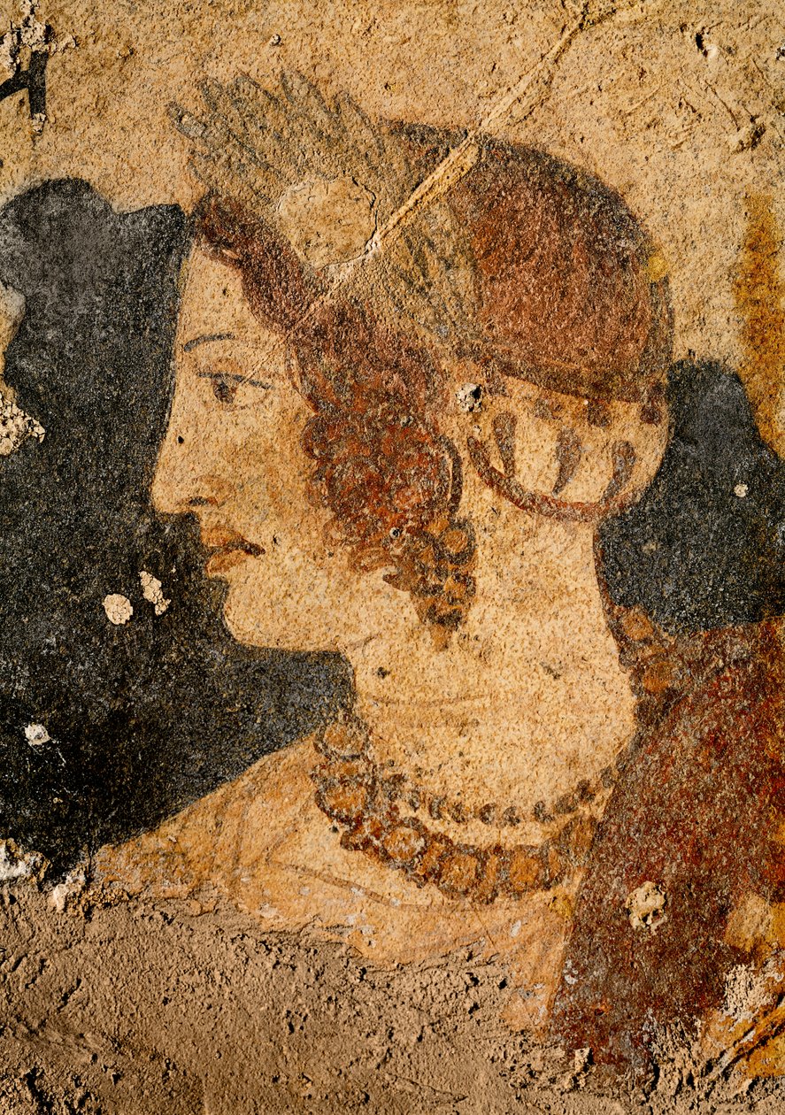 Egy fiatal nő feje, Velia, az Orcus sírjából (falfestmény) alkotó: Etruscan