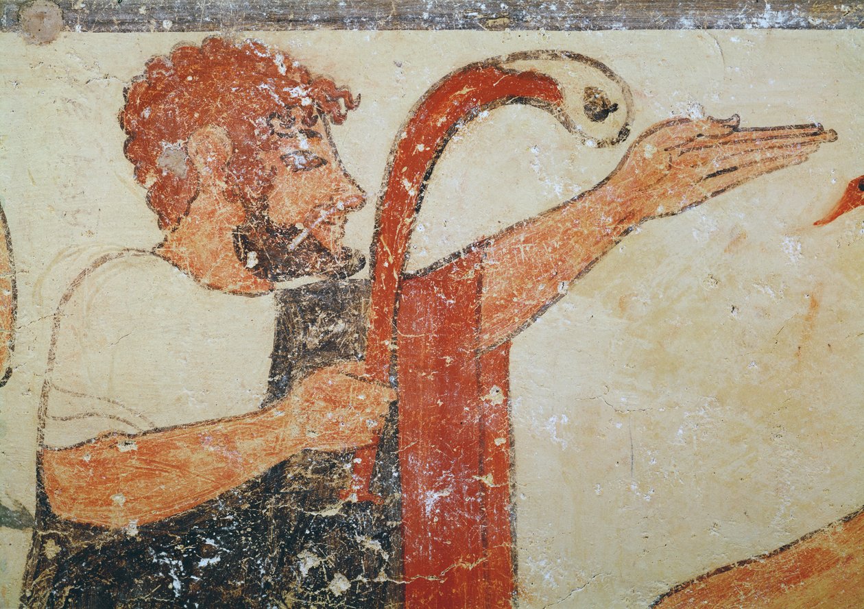 Az augur feje, az Augurok sírjából, Kr.e. 530-20 (falfestmény) alkotó: Etruscan