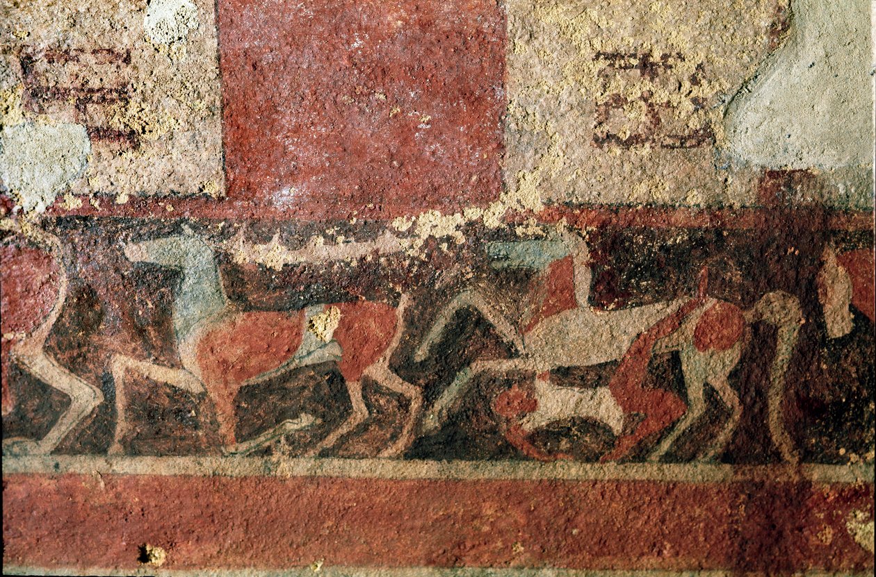 Lovak és lovas. (A freskó részlete, ie 510) alkotó: Etruscan