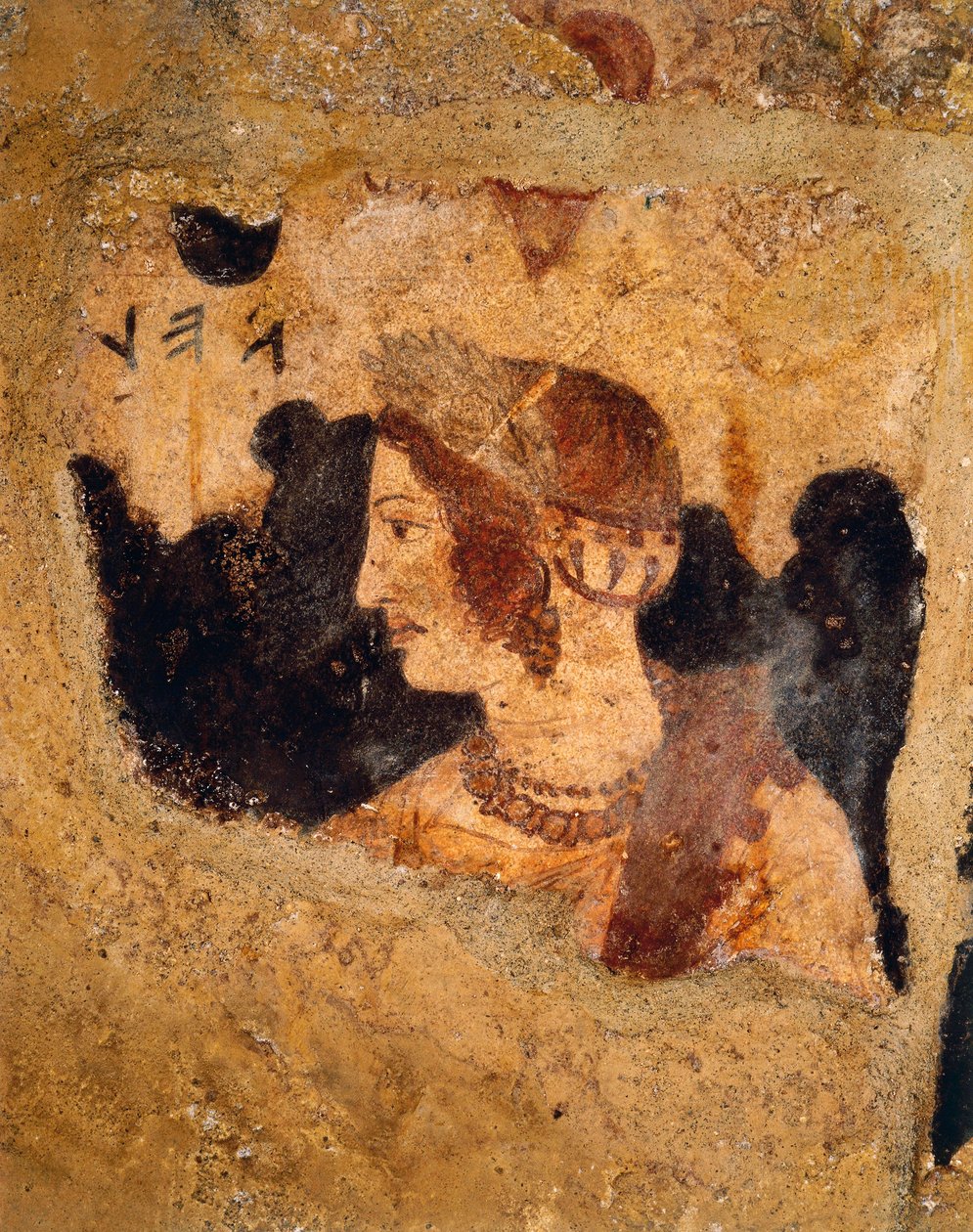 Olaszország, Latium régió, Tarquinia (Viterbo tartomány), etruszk nekropolisz, Orcus sírja, bankett jelenet részlete Velia Velcha (Velia Spurinas) nő portréjával, Arnth Velcha felesége, freskó alkotó: Etruscan