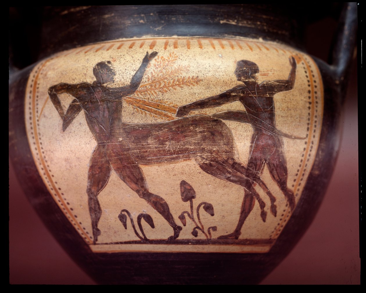 Terrakotta kráter a centauromachy ábrázolásával, Kr.e. 6. század vége alkotó: Etruscan