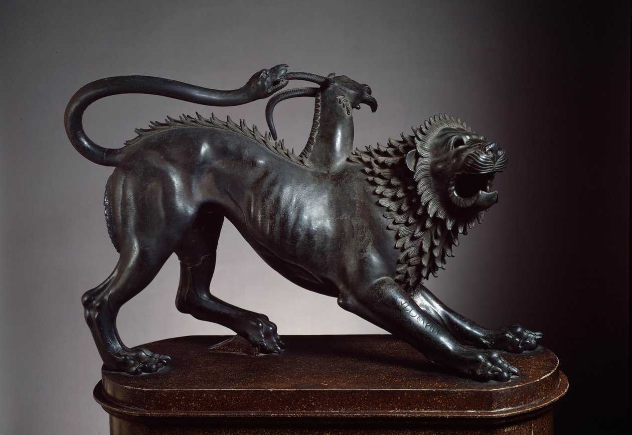 Arezzo kimérája, amelyet Bellerophon ölt meg - etruszk szobor, ie 400-350 (bronz) alkotó: Etruscan
