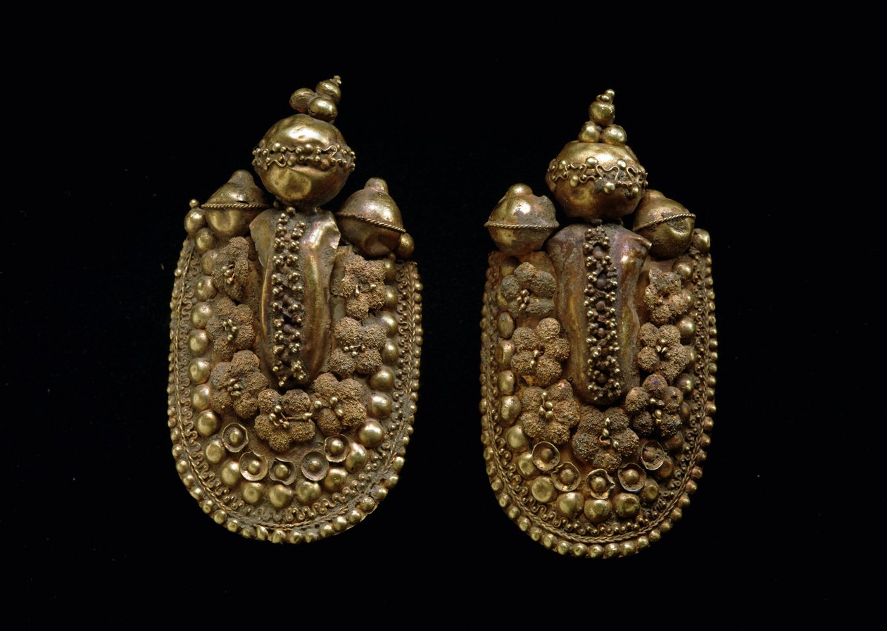 Etruszk művészet: arany fülbevaló Dim 6 cm Florence Museo Archeologico alkotó: Etruscan Etruscan