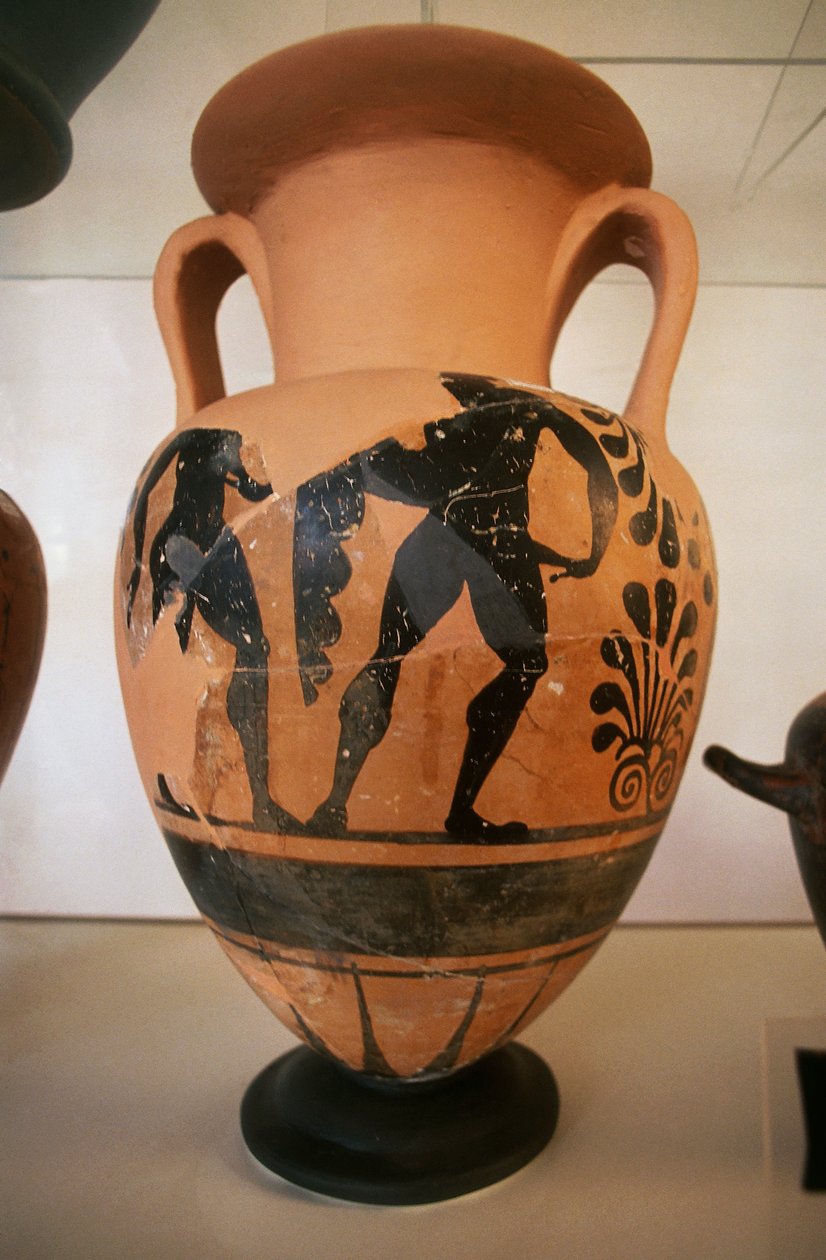 Etruszk fekete figurás váza, Roselle régészeti lelőhelyről, Toszkána, Olaszország alkotó: Etruscan Etruscan