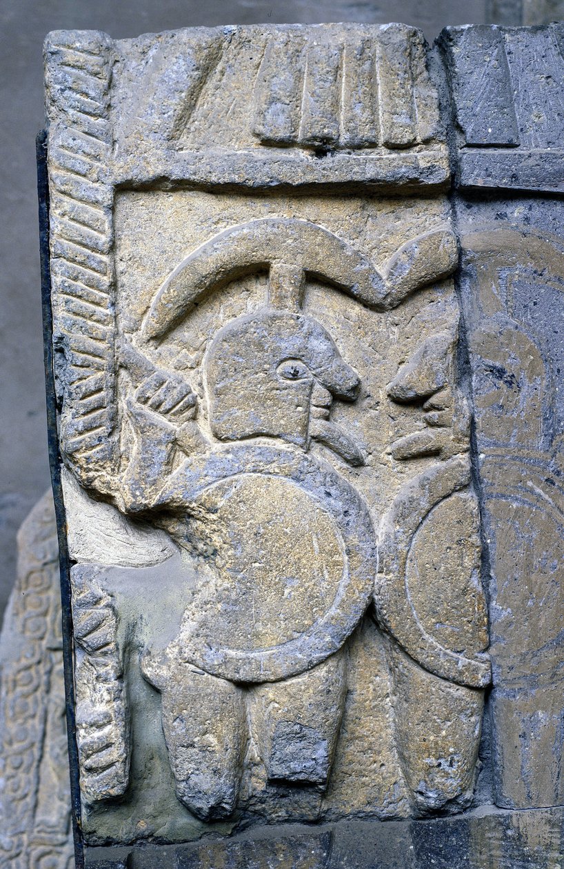 Etruszk harcos a Tarquiniai Nemzeti Múzeum egyik szarkofágján. alkotó: Etruscan Etruscan