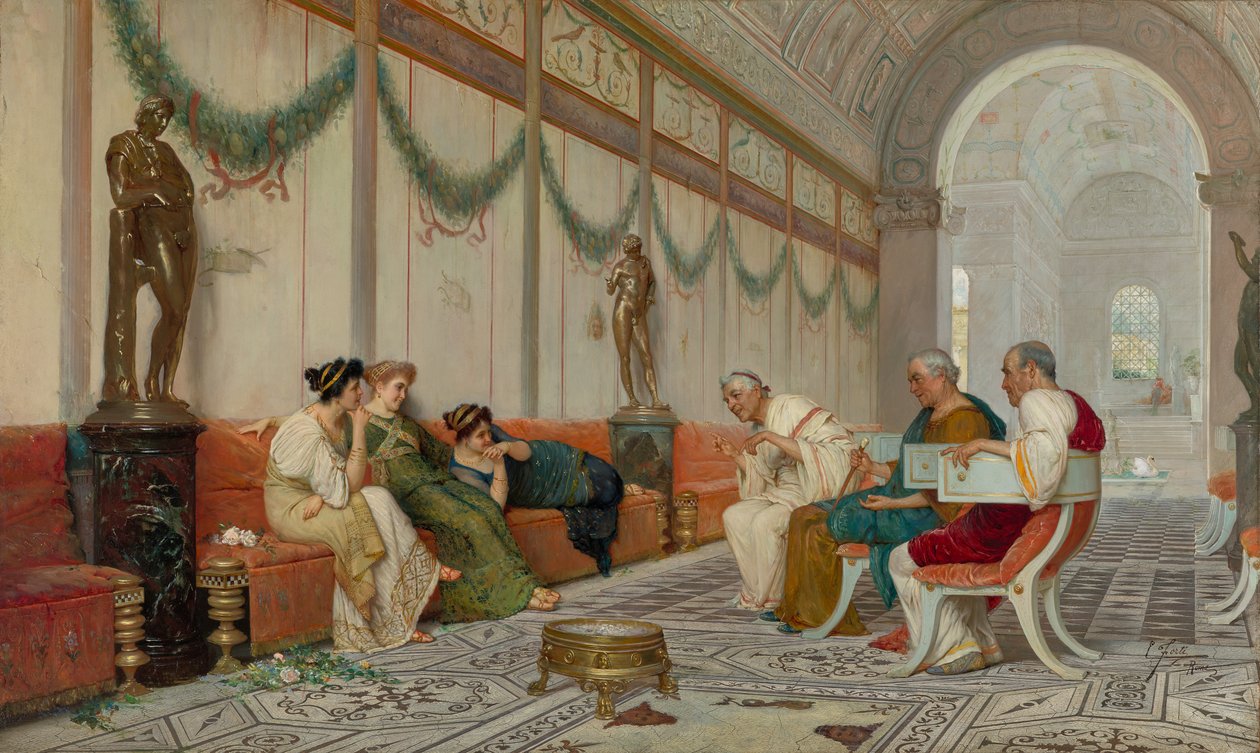 Római épület belseje figurákkal alkotó: Ettore Forti