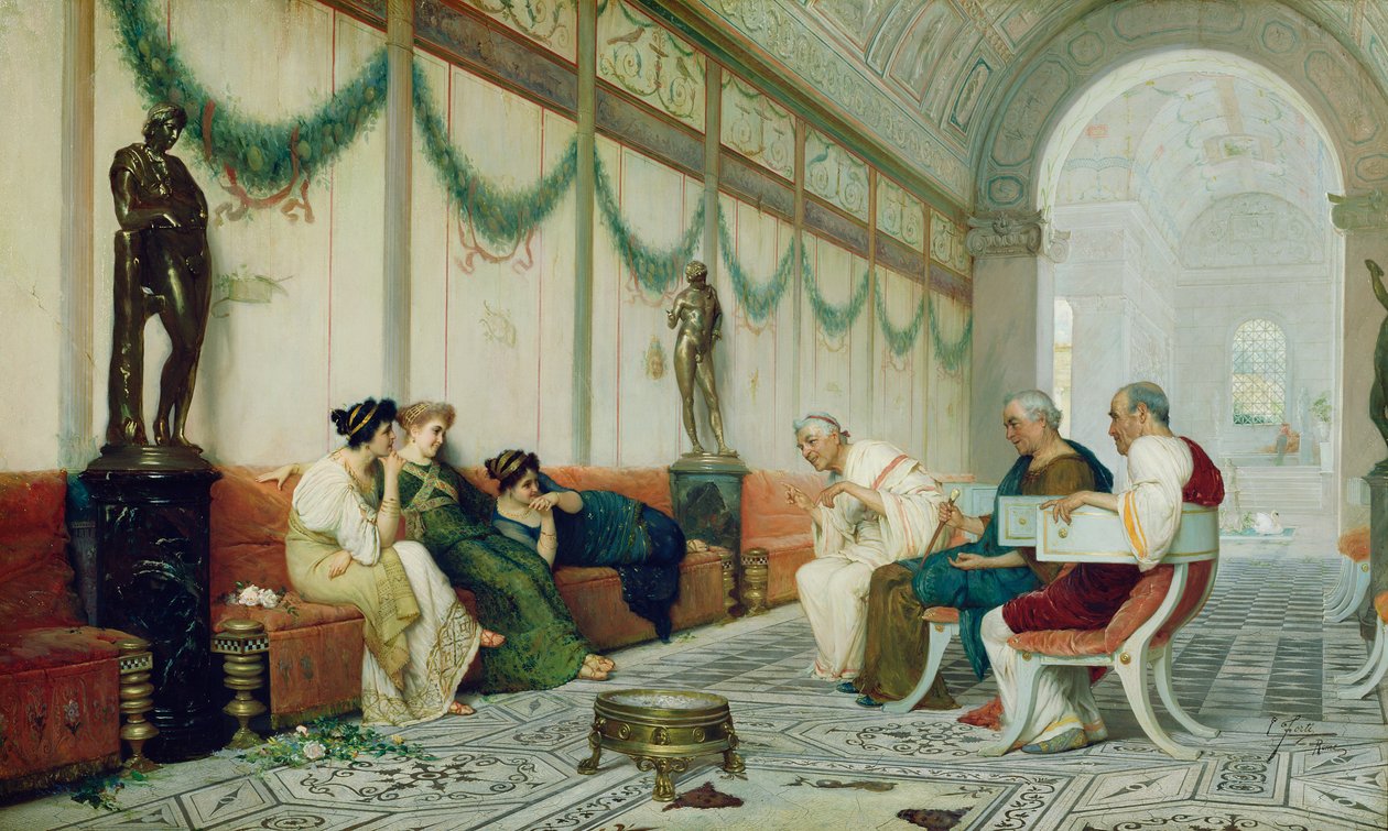 Római épület belseje figurákkal, 1880 körül (olaj, vászon) alkotó: Ettore Forti