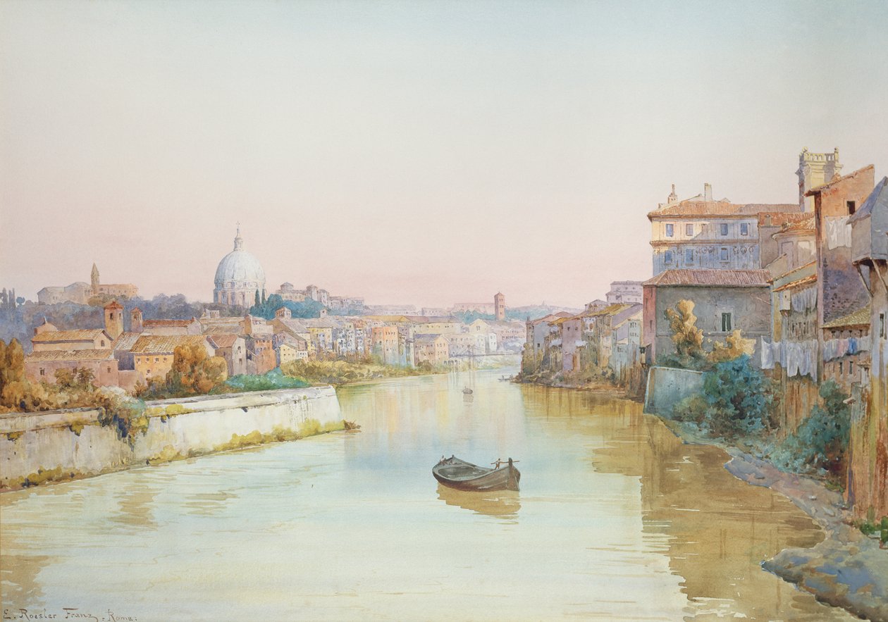 Kilátás a Teverére a Ponte Sisto felől alkotó: Ettore Roesler Franz