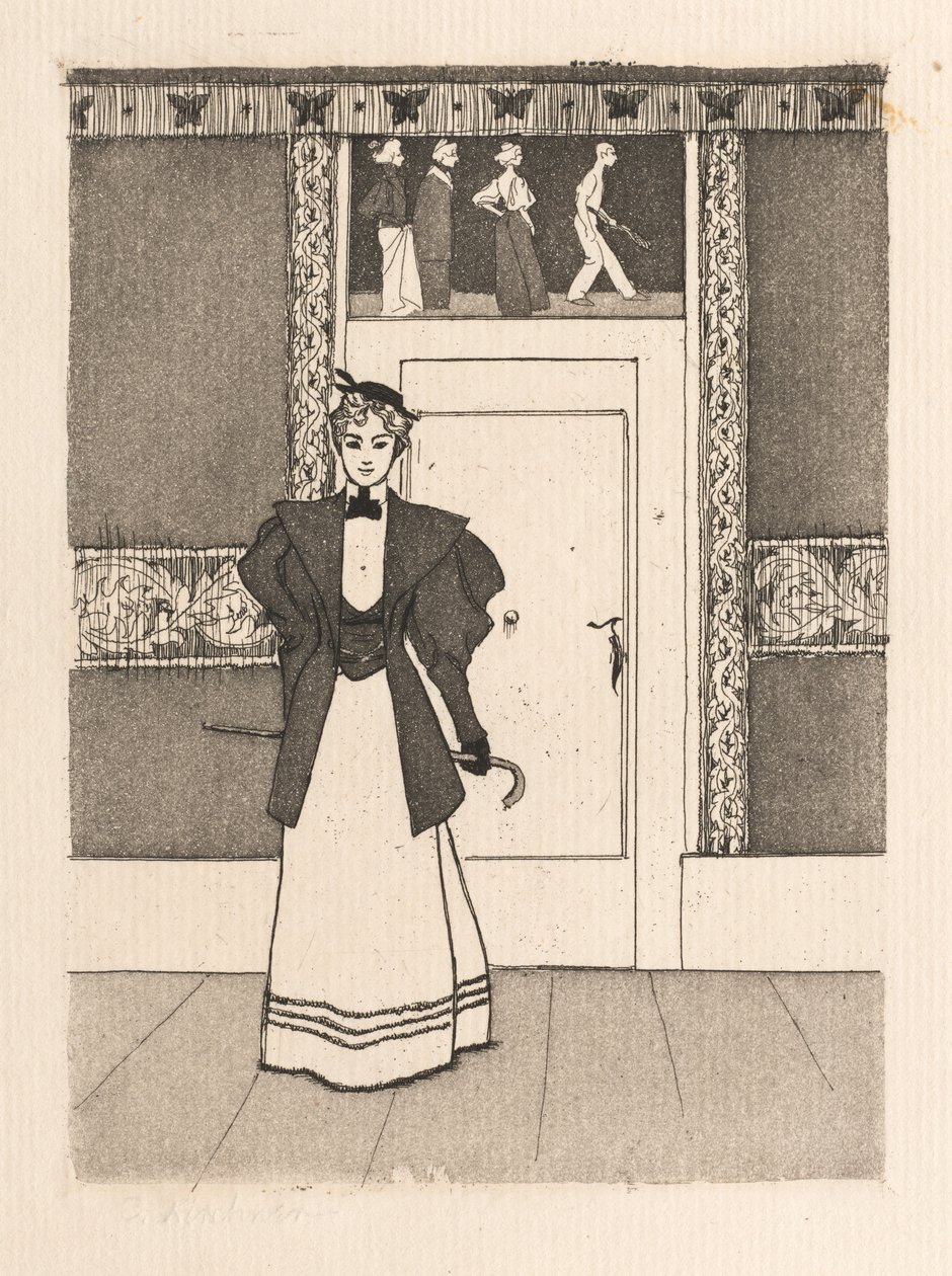 Belső sétaruhás fiatal nővel, 1895. alkotó: Eugen Kirchner