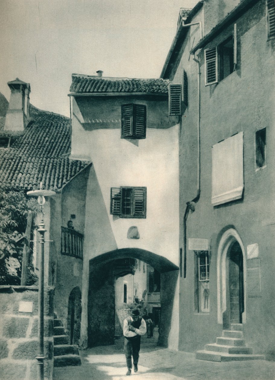 Egy csendes utca, Merano, Dél-Tirol, Olaszország, 1927 alkotó: Eugen Poppel
