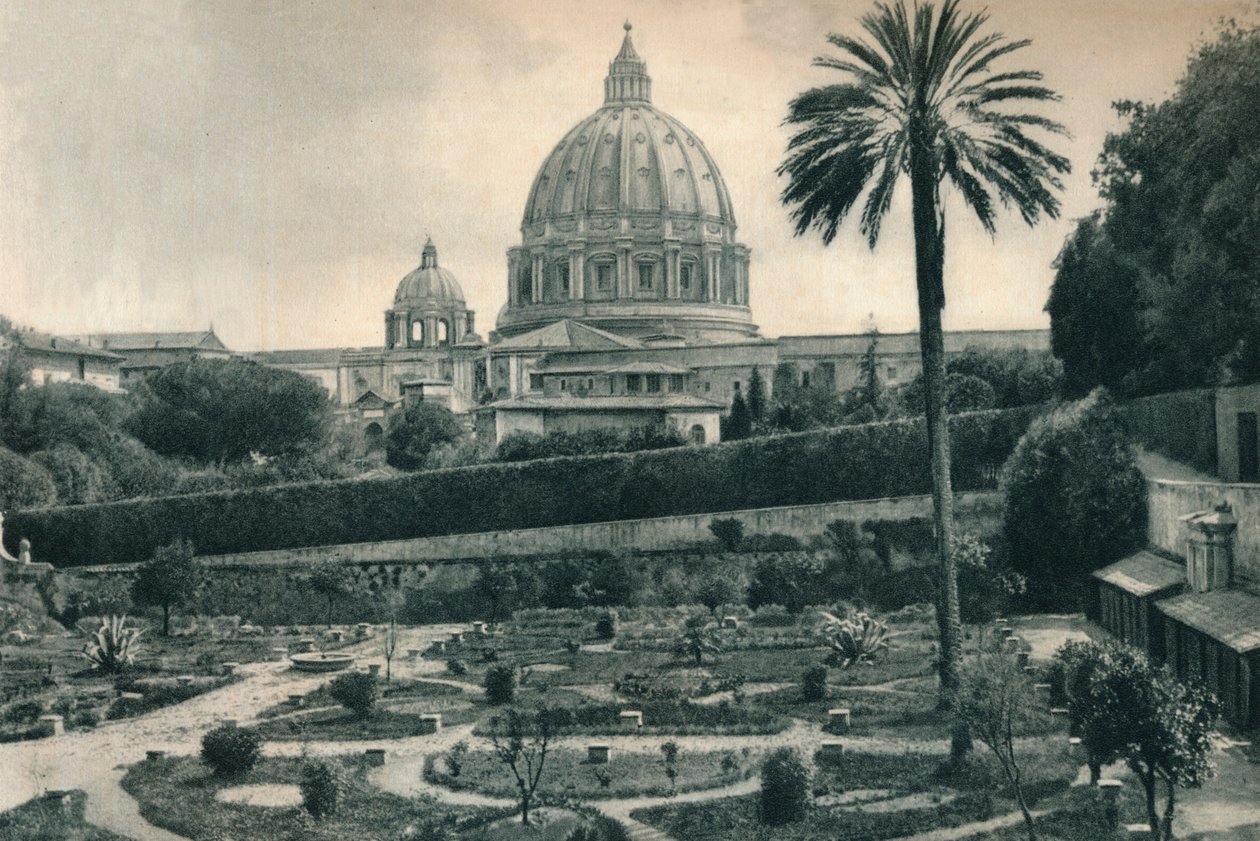 A Vatikán kertjei és a Szent Péter-bazilika kupolája, Róma, Olaszország, 1927 alkotó: Eugen Poppel