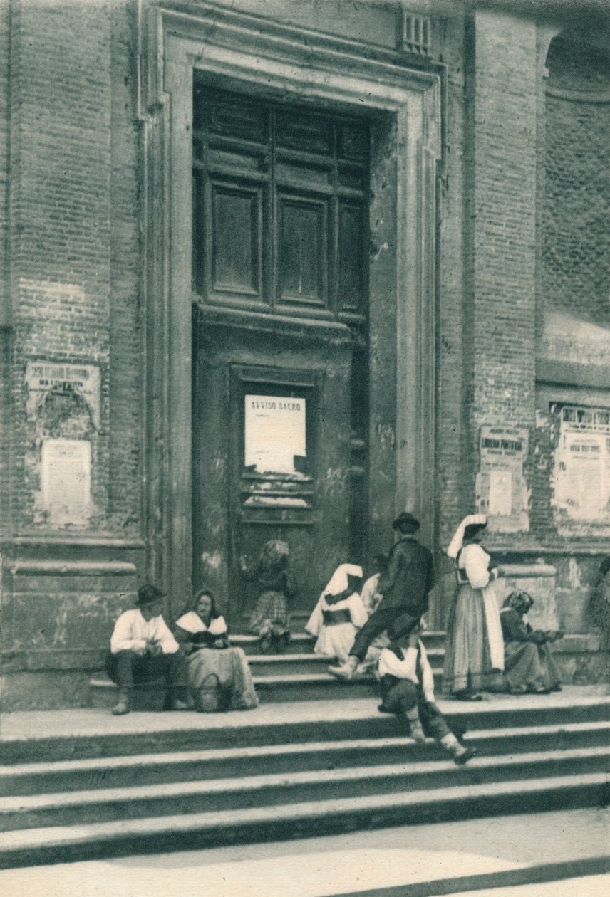 Művészmodellek találkozóhelye egy templom előtt a Via Babuino-ban, Róma, Olaszország, 1927 alkotó: Eugen Poppel
