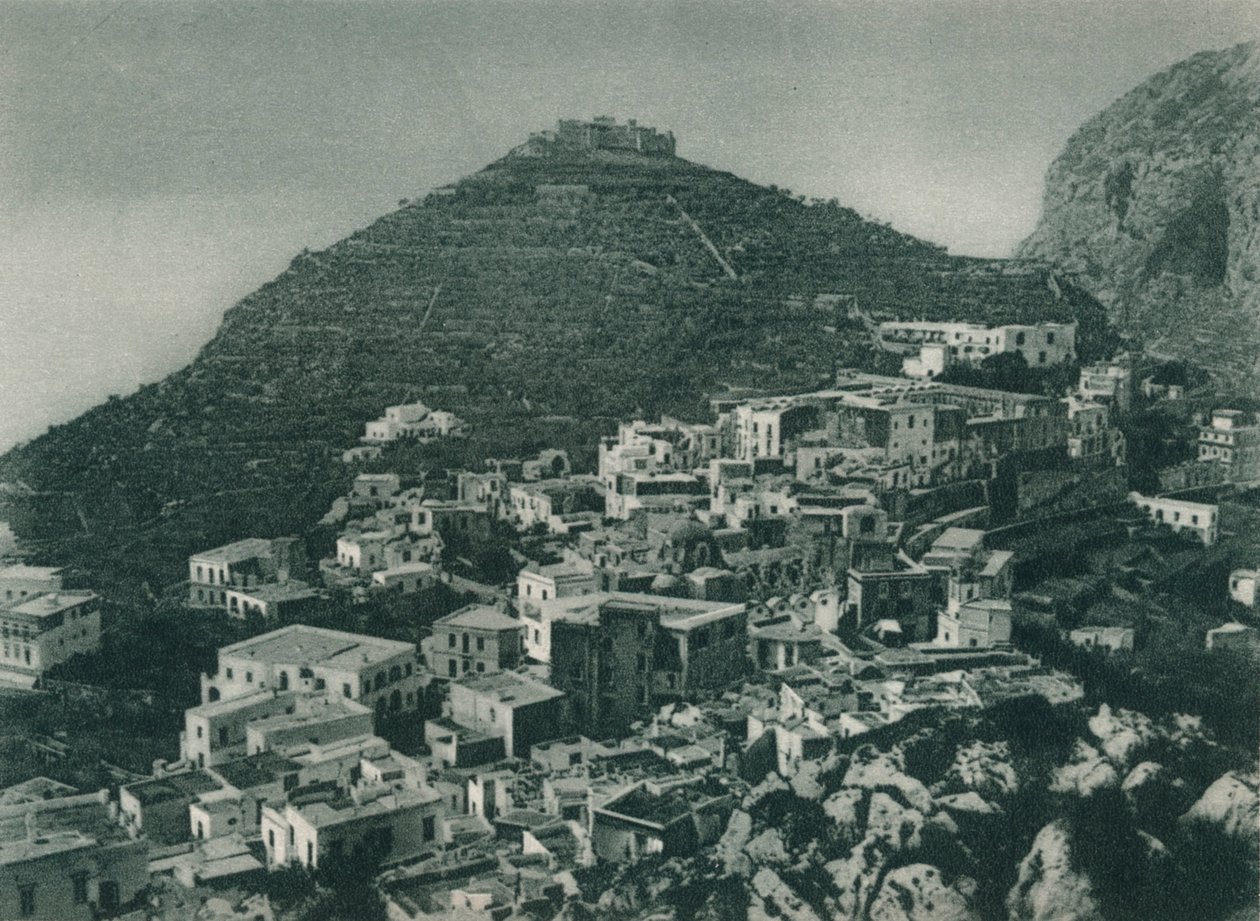 Capri kilátása Monte Tiberióval, Olaszország, 1927 alkotó: Eugen Poppel