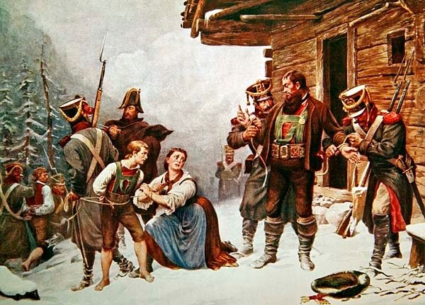 Andreas Hofer elfogása január 19-én alkotó: Eugen von (after) Blaas