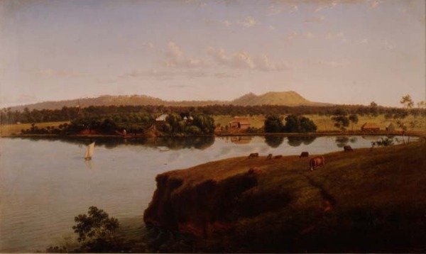 Kilátás a Purrumbete állomásra, amely északnyugatra néz. Mt. Leura és Mt. Sugarloaf a távolban, Ausztrália alkotó: Eugen von Guerard