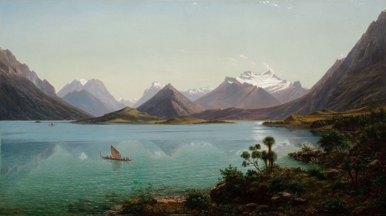 Wakatipu -tó, Mount Earnslaw, Middle Island, Új -Zéland alkotó: Eugene von Guérard
