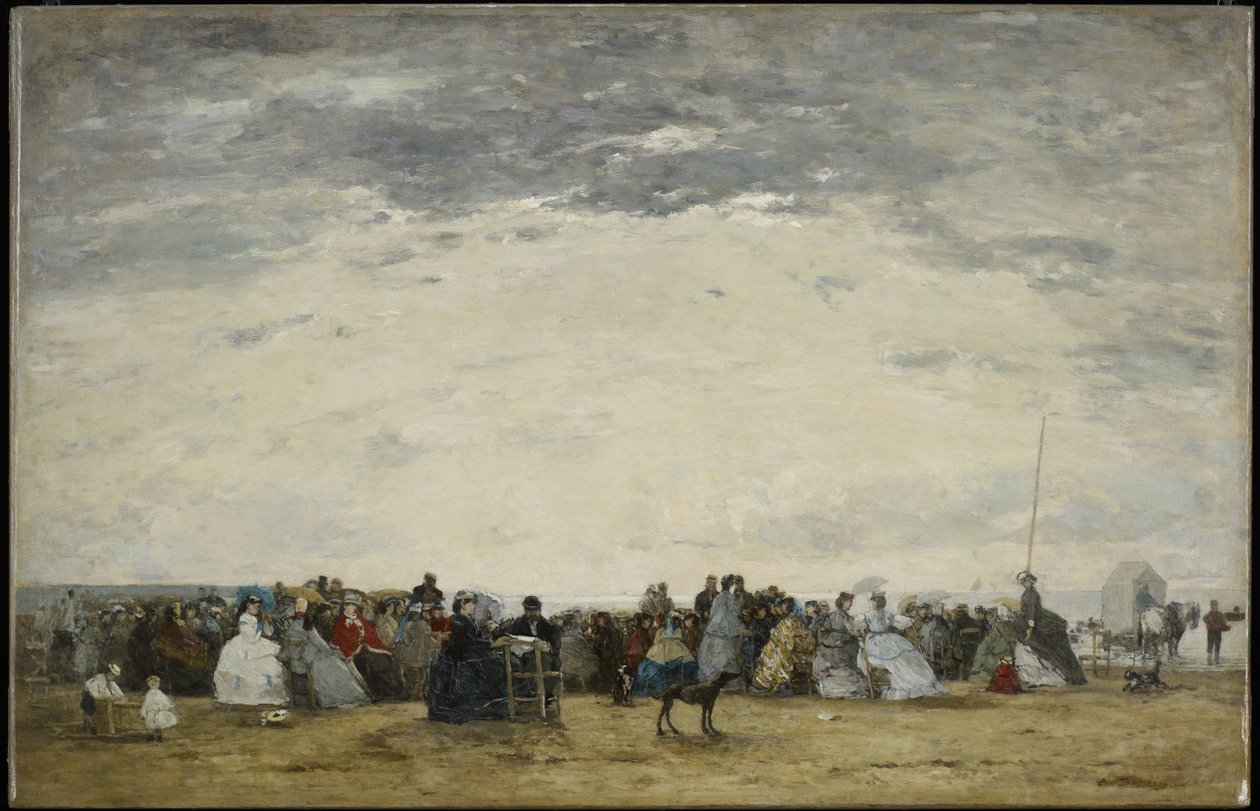 Nyaralók a tengerparton Trouville -ban alkotó: Eugene Louis Boudin