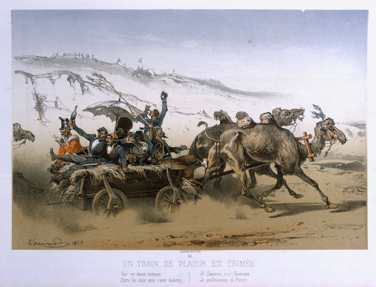 Élvezeti kocsi a Krím-félszigeten, kiadó: Wild 1854-55 alkotó: Eugene Charles Francois Guerard