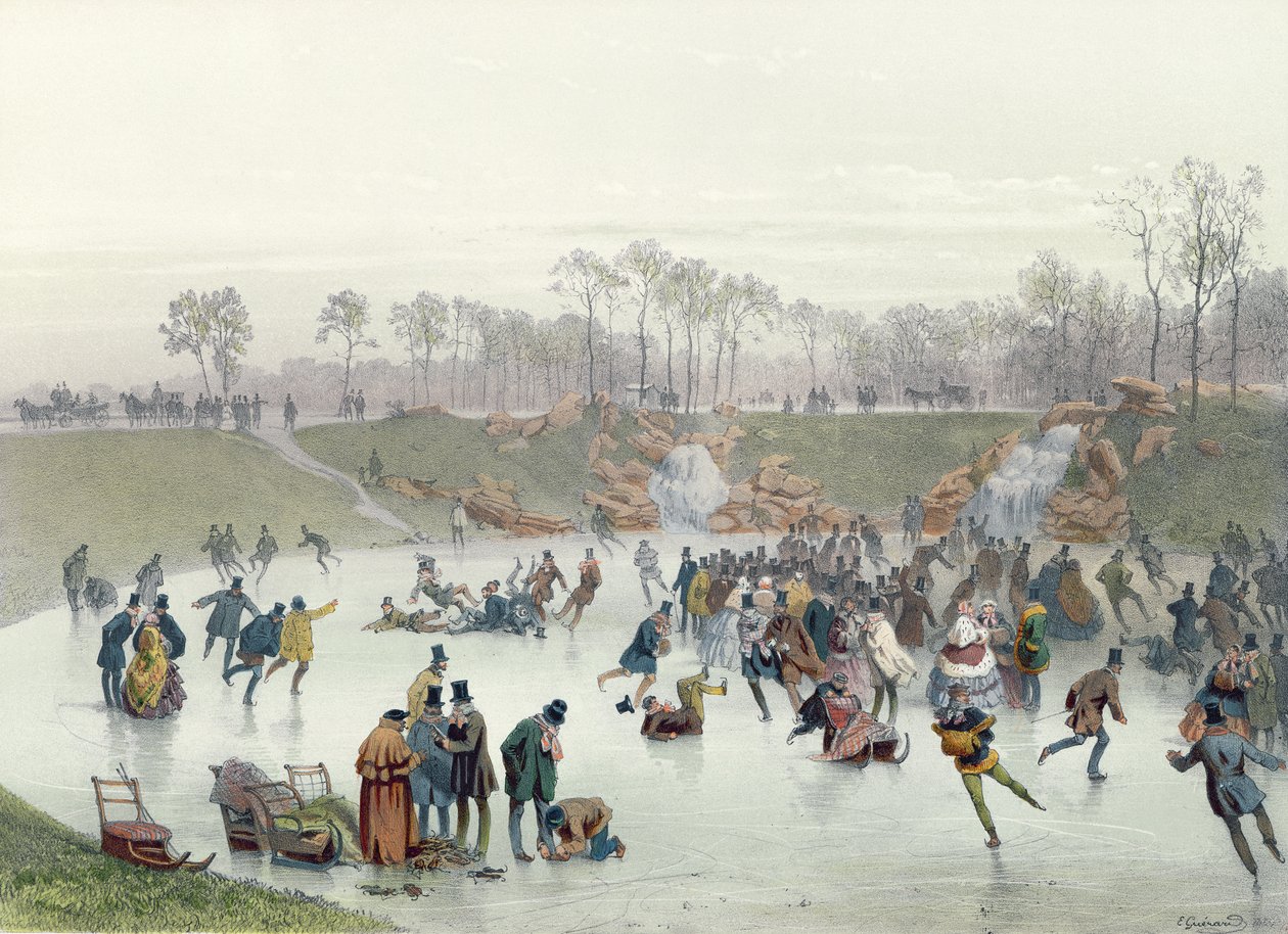Korcsolyázók a tavon Bois de Boulogne-ban alkotó: Eugene Charles Francois Guerard