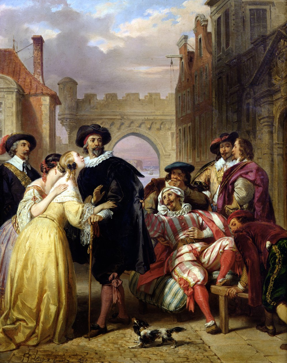 Moliere (1622-73) „Les Fourberies de Scapin” című filmjének utolsó jelenete alkotó: Eugene Deveria