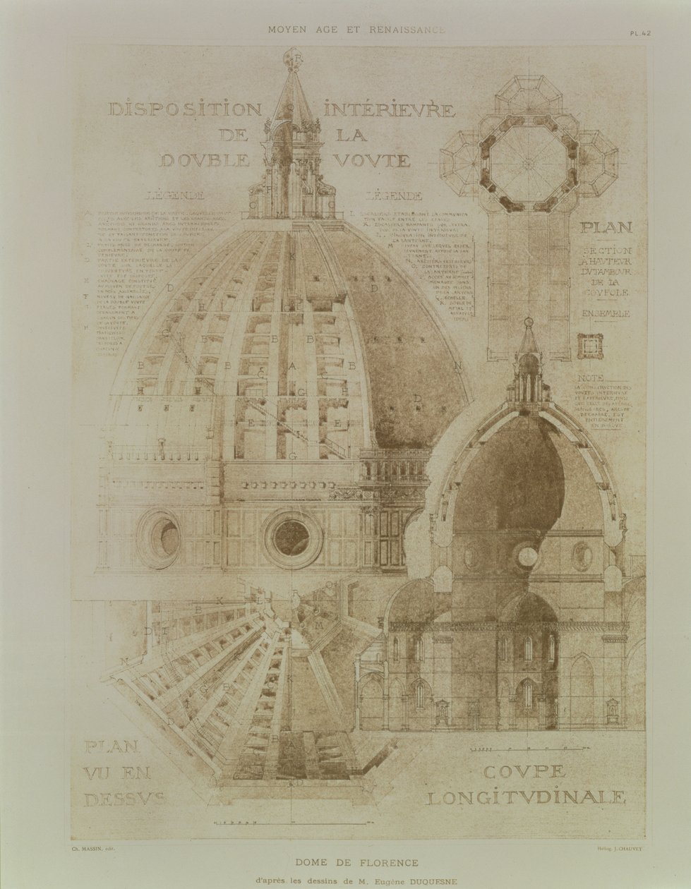A firenzei katedrális terve, metszete és domborzata, a "Fragments d