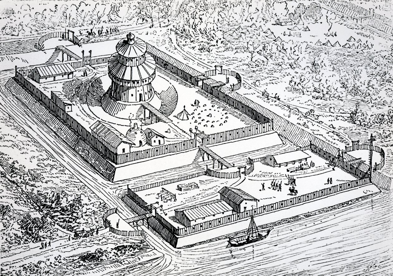 A Louvre rekonstrukciója a frank királyság idején a 6. és 7. században, 1895 alkotó: Eugene Emmanuel Viollet le Duc
