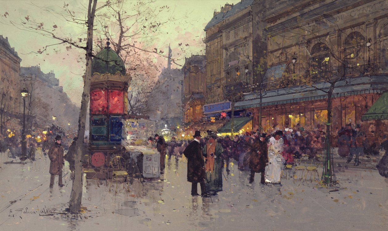 Párizsi utcakép alkotó: Eugene Galien Laloue