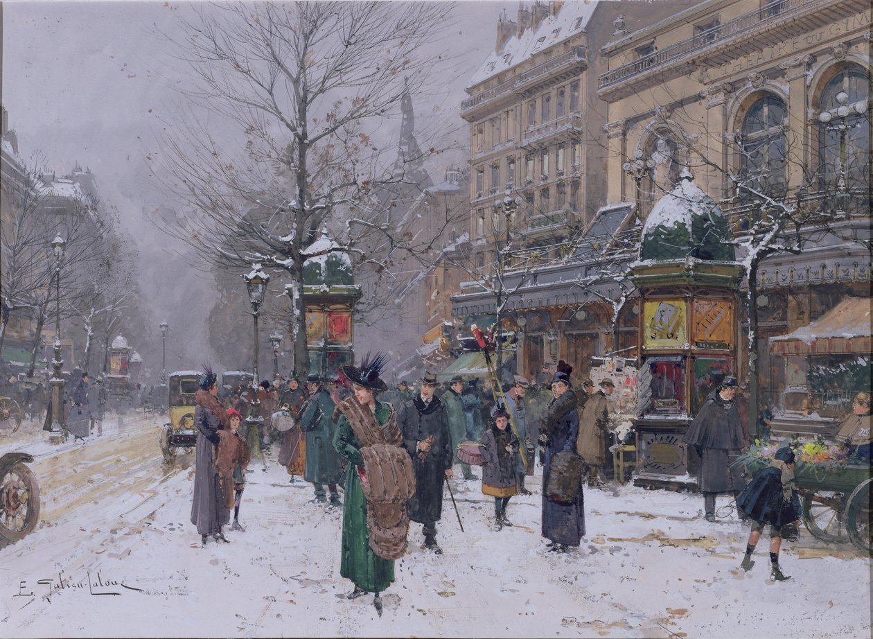 Párizsi utcakép alkotó: Eugene Galien Laloue