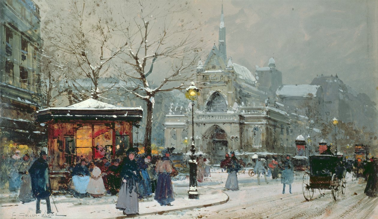 Hó jelenet Párizsban alkotó: Eugene Galien Laloue
