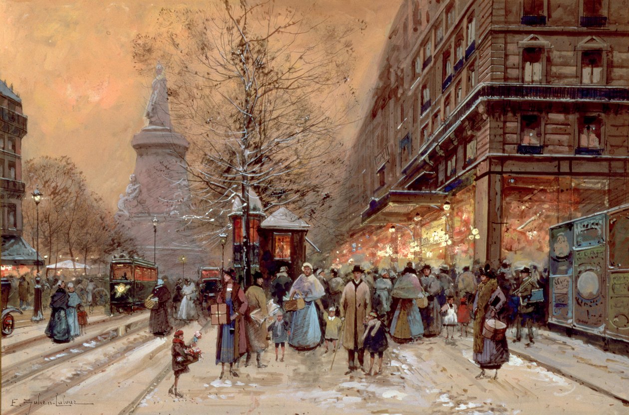 Egy forgalmas körút a Place de la Republique közelében, Párizs alkotó: Eugene Galien Laloue