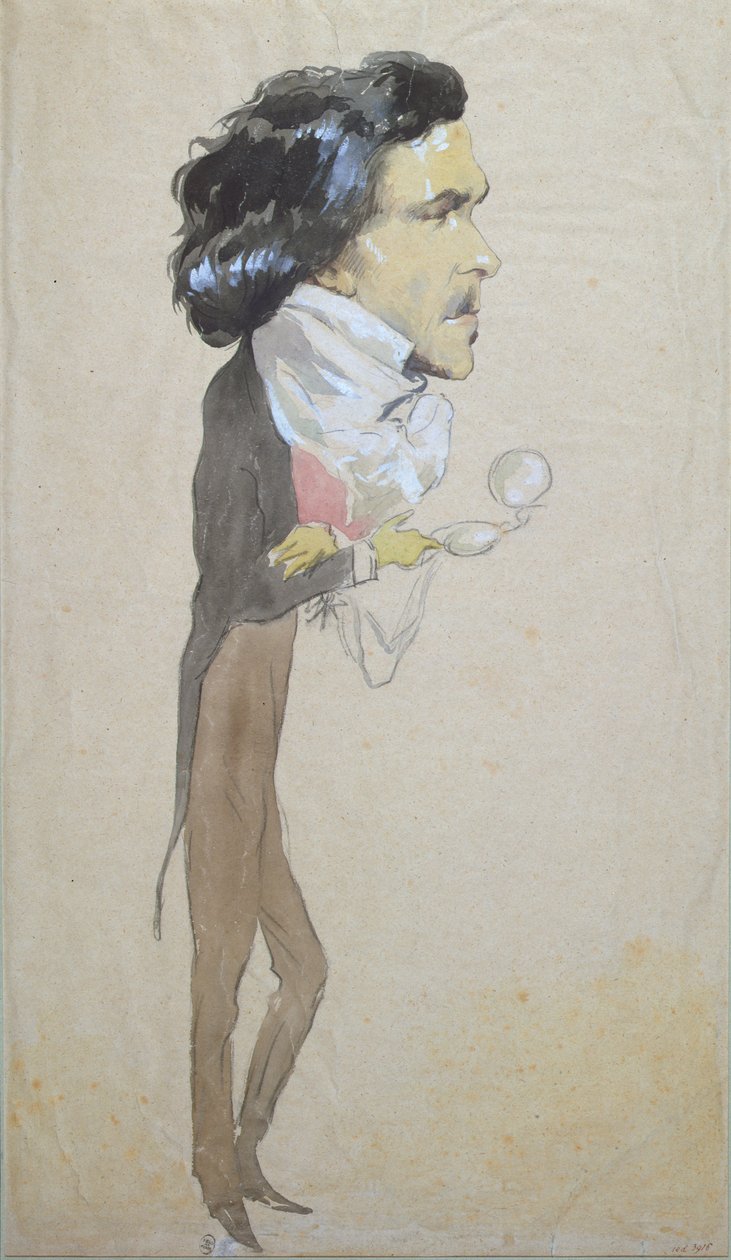 Eugene Delacroix (1798-1863) karikatúrája (wc, ceruza és gouache papíron) alkotó: Pierre François Eugène Giraud